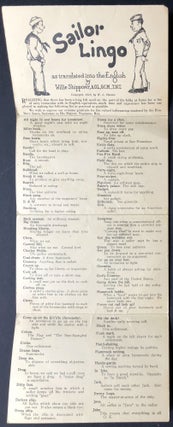 Item #H25280 1918 folding postcard of Sailor Lingo as translated into English by Willie Shippover