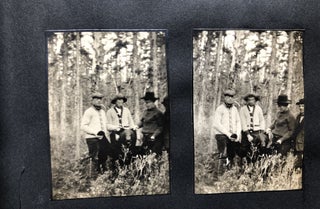 Small ca. 1910 photo album of a hunting trip, possibly Montana: fishing, black bears, elk, etc.