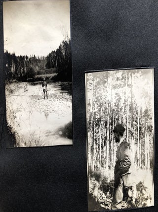 Small ca. 1910 photo album of a hunting trip, possibly Montana: fishing, black bears, elk, etc.