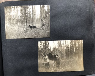 Small ca. 1910 photo album of a hunting trip, possibly Montana: fishing, black bears, elk, etc.