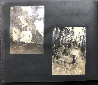 Small ca. 1910 photo album of a hunting trip, possibly Montana: fishing, black bears, elk, etc.