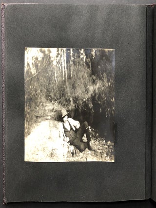Small ca. 1910 photo album of a hunting trip, possibly Montana: fishing, black bears, elk, etc.