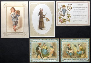 Item #H25289 5 vintage greeting cards by Kate Greenaway (by her or in her style), 1879-1890s....