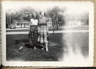 1955 small photo album: 6 women visiting Jack Adams Reptile Park & other amusements, Long Beach Mississippi