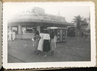 1955 small photo album: 6 women visiting Jack Adams Reptile Park & other amusements, Long Beach Mississippi