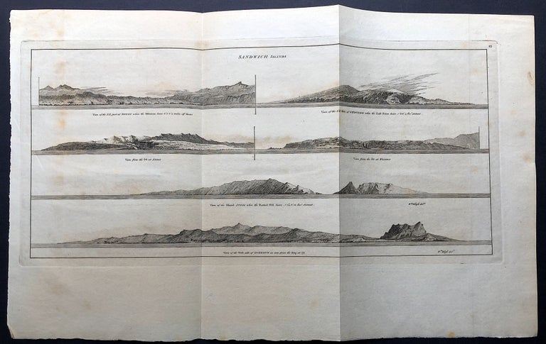 Item #H25297 1784 copperplate: views of the Sandwich Islands, from Cook's Voyage to the Pacific, 1784. Hawaii, James Cook, William Bligh.