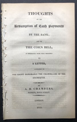 Item #H25324 Thoughts on the resumption of cash payments by the bankm and on the corn bill, as...