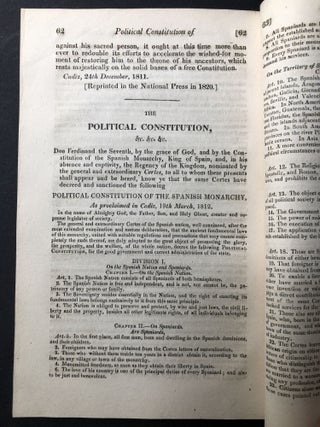 Preliminary discourse read in the Cortes at the presentation of the projet of the Constitution by the Committee of the Constitution. To which is added the present Spanish Constitution. Translated exclusively for the Pamphleteer
