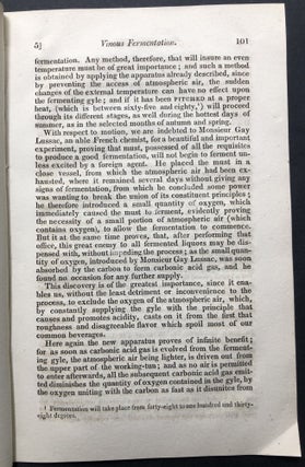Observations on the vinous fermentation; with a description of a patent apparatus to improve the same. Also a statement of the advantages to be derived from this system when applied to the process of brewing, as confirmed by the testimony of Messrs. Gray and Co., brewers, of Westham, in the county of Essex