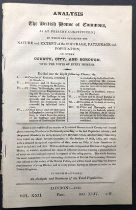 Item #H25346 Analysis of the British House of Commons, as at present constituted; in which are...