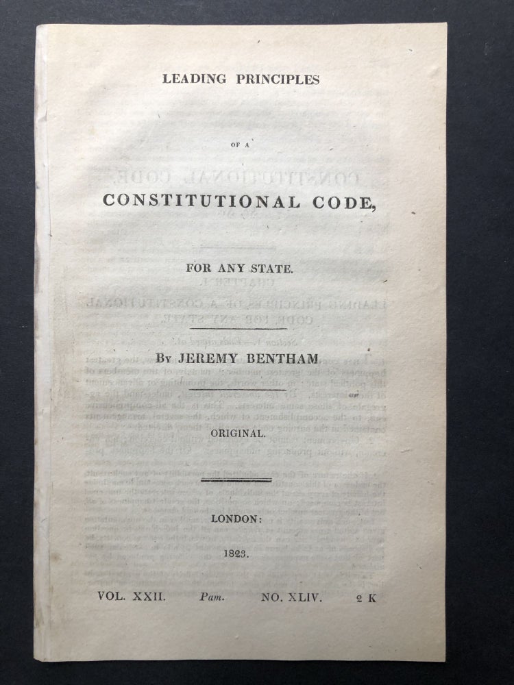 Item #H25347 Leading Principles of a Constitutional Code, For Any State. Jeremy Bentham.