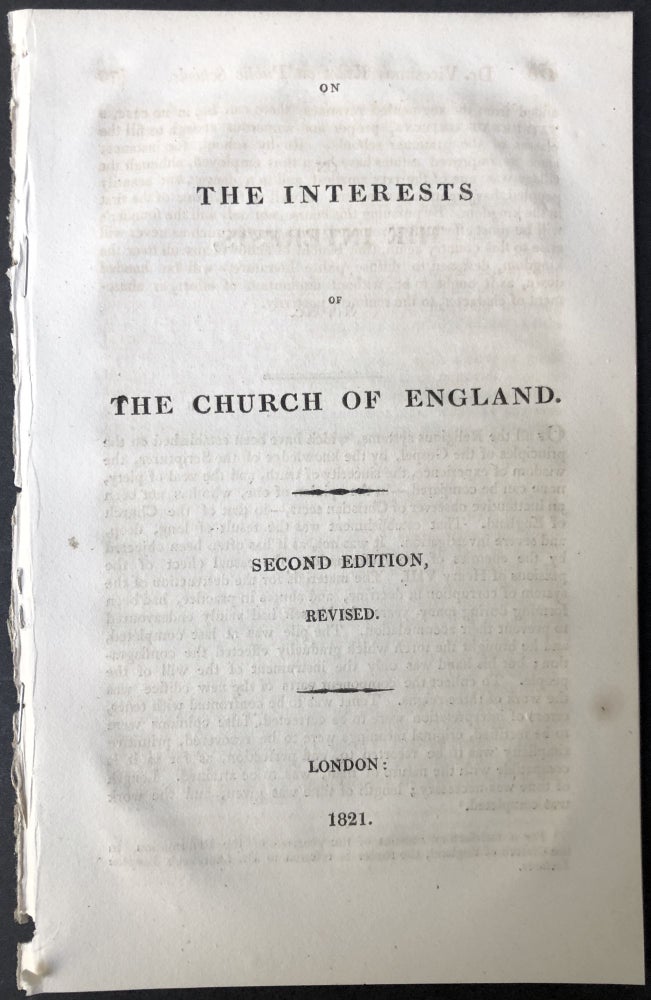 Item #H25353 On the Interests of the Church of England. Anonymous.