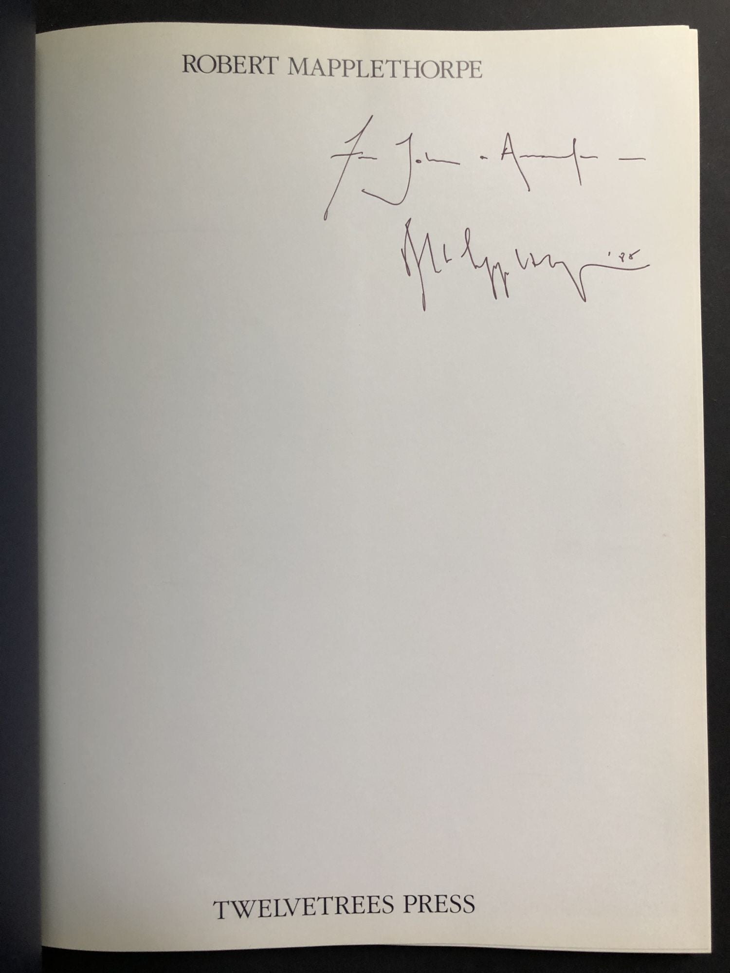 Robert Mapplethorpe 1985 -- inscribed by him in 1985 with price list of his  photos laid in by Robert Mapplethorpe, Susan Sontag preface on Common Crow  ...