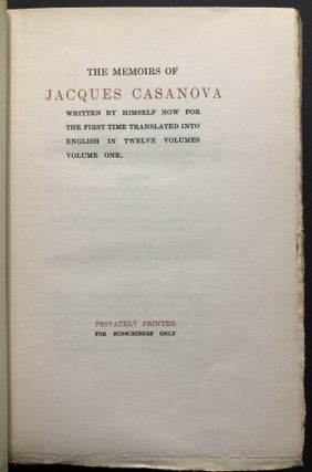 The Memoirs of Jacques Casanova, 12 volumes, privately printed, limited, in dust jackets