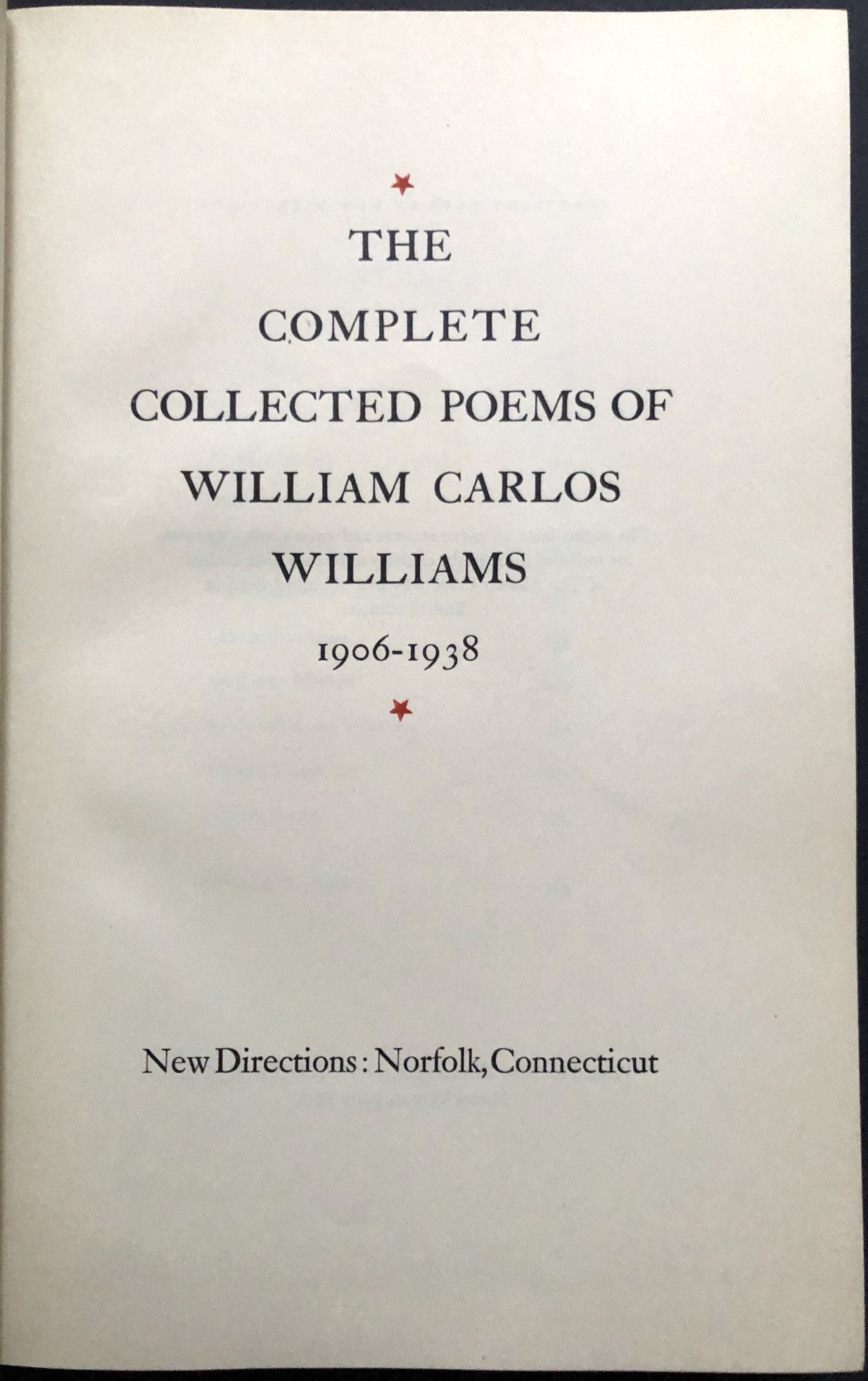 The Complete Collected Poems of William Carlos Williams 1906-1938 | William  Carlos Williams | First Printing