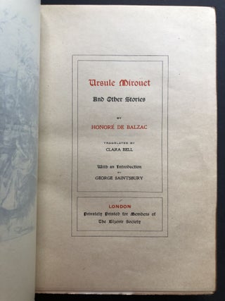 Ursule Mirouet and other stories, limited to 100 copies, leatherbound