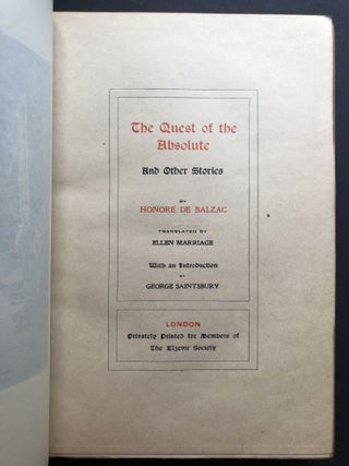 The Quest of the Absolute and other stories, limited to 100 copies, leatherbound