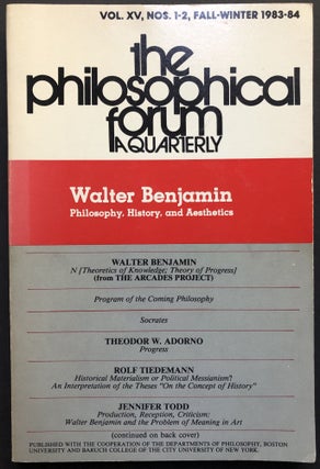 Item #H25914 The Philosophical Forum, Vol. XV Nos. 1-2, Fall-Winter 1983-1984: Special issue on...
