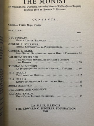 The Monist, Vol. 48 no. 1, January 1964: Hegel Today