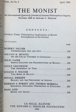 The Monist, Vol. 48 No. 2, April 1964: Philosophical Implications of Recent Developments in the Sciences