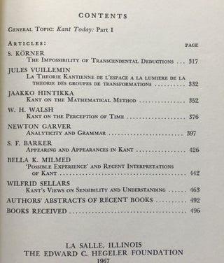 The Monist, Vol. 51 no. 3, July 1967: Kant Today, Part I