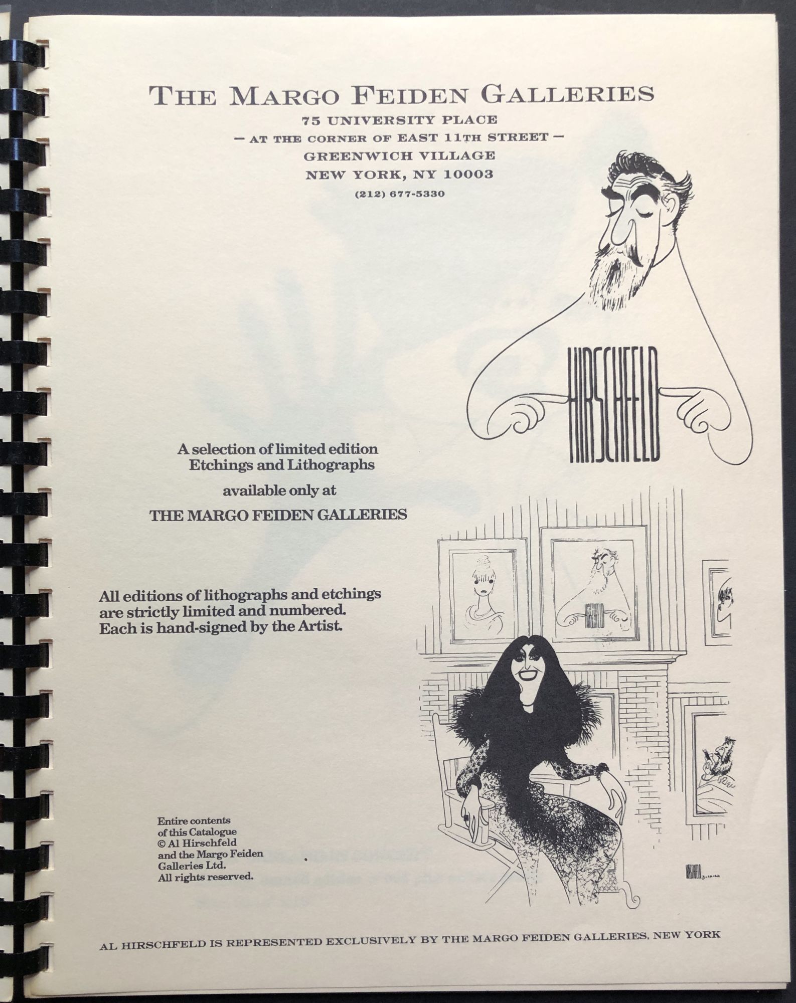 Ca. 1985 Margo Feiden Galleries catalog of Al Hirschfeld etchings