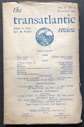 Item #H25949 The Transatlantic Review, Vol. II No. 4, November 1924. Gertrude Stein, Ford Madox...