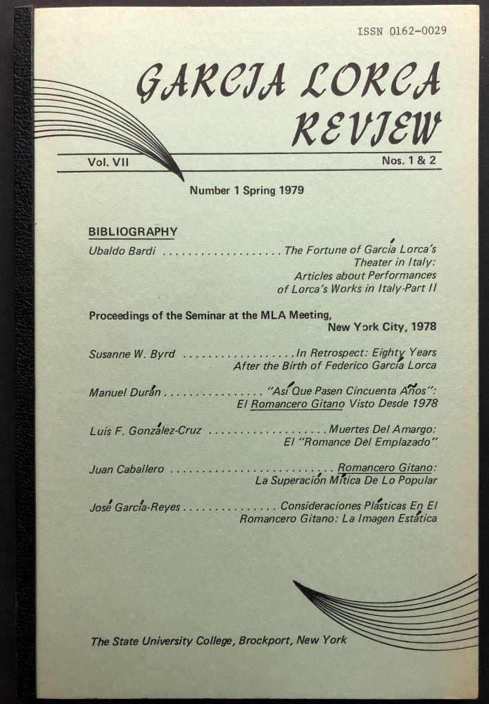 Item #H25975 Garcia Lorca Review, Vol. VII Nos. 1 & 2, Spring-Fall 1979. Grace Alvarez-Altman, ed.