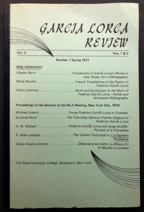 Item #H25979 Garcia Lorca Review, Vol. V Nos. 1 & 2, Spring-Fall 1977. Grace Alvarez-Altman, ed