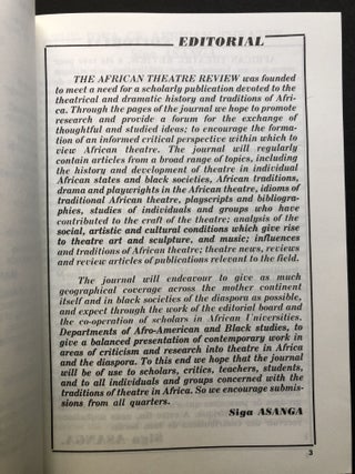 African Theatre Review, Volume 1 Number 1, April 1985