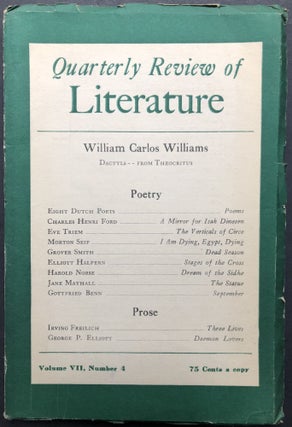 Item #H26046 Quarterly Review of Literature, Vol. VII no. 4, 1954. William Carlos Williams,...
