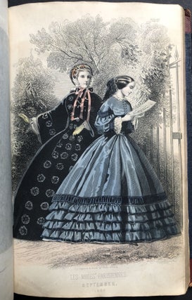 Bound volume of Peterson's Magazine, July-December 1860 - color plates, fashion, patterns, engravings