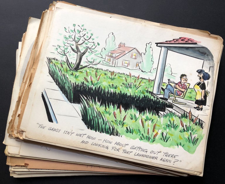 Item #H26376 Collection of hundreds of cartoons and original sketches, some in color, 1930s-1950s. John Lawrence Frick, "Larry"
