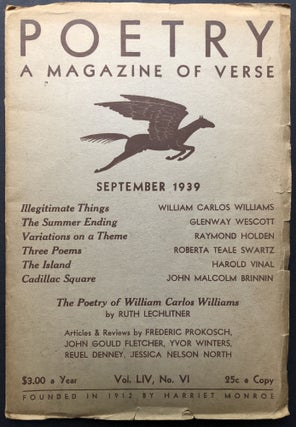 Item #H26503 Poetry, A Magazine of Verse, September 1939: "Illegitimate Things" by William Carlos...