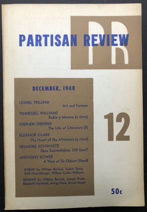 Item #H26508 Partisan Review, December 1948. Tennessee Williams, William Carlos Williams, Delmore...