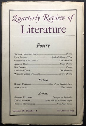 Item #H26509 Quarterly Review of Literature, Vol. IV no. 4 (1949). William Carlos Williams,...