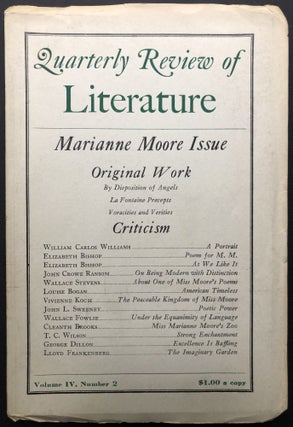 Item #H26510 Quarterly Review of Literature, Vol. IV no. 2 (1949): Marianne Moore issue. Marianne...