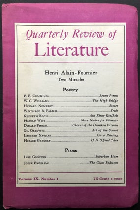 Item #H26516 Quarterly Review of Literature, Vol. IX no. 1 (1957). E. E. Cummings,...