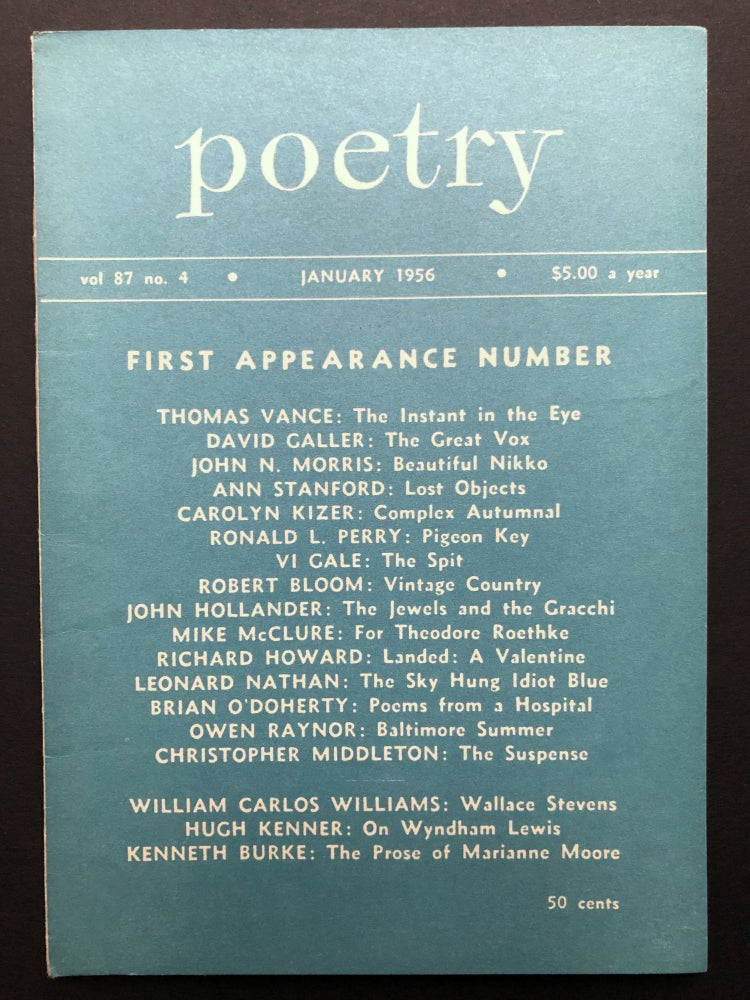 Item #H26530 Poetry January 1956. William Carlos Williams, John Hollander, Ann Stanford, Michael McClure, Carolyn Kizer.