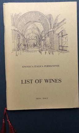 Item #H26567 Enoteca Italica Permanente: List of Wines. Enoteca Italiana Permanente