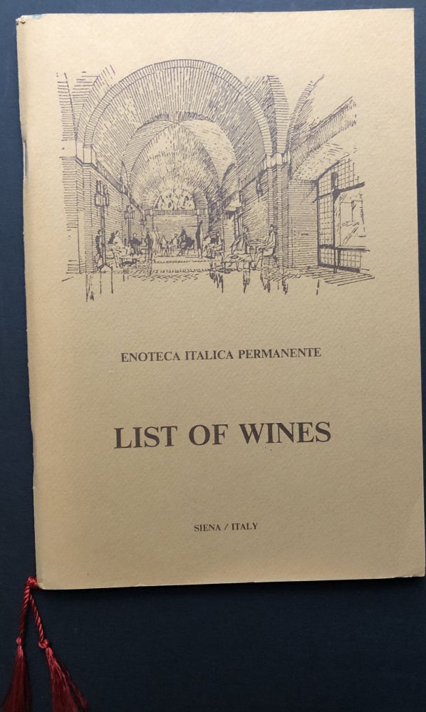 Item #H26567 Enoteca Italica Permanente: List of Wines. Enoteca Italiana Permanente.