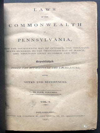 Laws of the Commonwealth of Pennsylvania, Vol. I (1810)