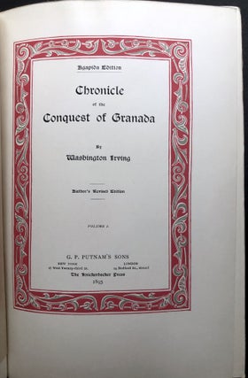 Chronicle Of The Conquest Of Granada, 2 volumes: Agapida Edition (1893) in decorated faux vellum with oilcloth dust jackets