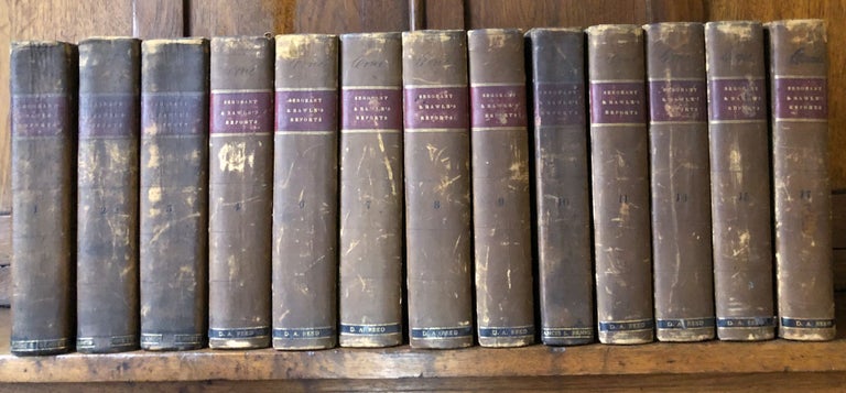 Item #H27226 Reports of Cases Adjudged in the Supreme Court of Pennsylvania, Vols. 1-17 (1814-1828); lacking Vols. 5, 12, 13 & 16. Thomas Sergeant, eds William Rawle Jr.
