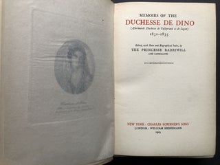 Memoirs of the Duchesse de Dino (Afterwards Duchesse de Talleyrand et de Sagan) 1831-1835