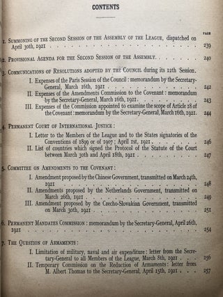 League of Nations, Official Journal, Second Year nos. 1-4, January-February 1921 - June 1921