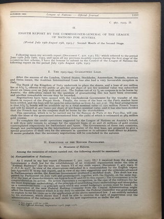 League of Nations, Official Journal, Fourth Year nos. 1-10 January-October 1923