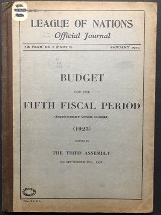 League of Nations, Official Journal, Fourth Year nos. 1-10 January-October 1923