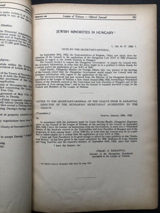 League of Nations, Official Journal, Fourth Year nos. 1-10 January-October 1923