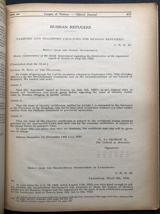 League of Nations, Official Journal, Fourth Year nos. 1-10 January-October 1923